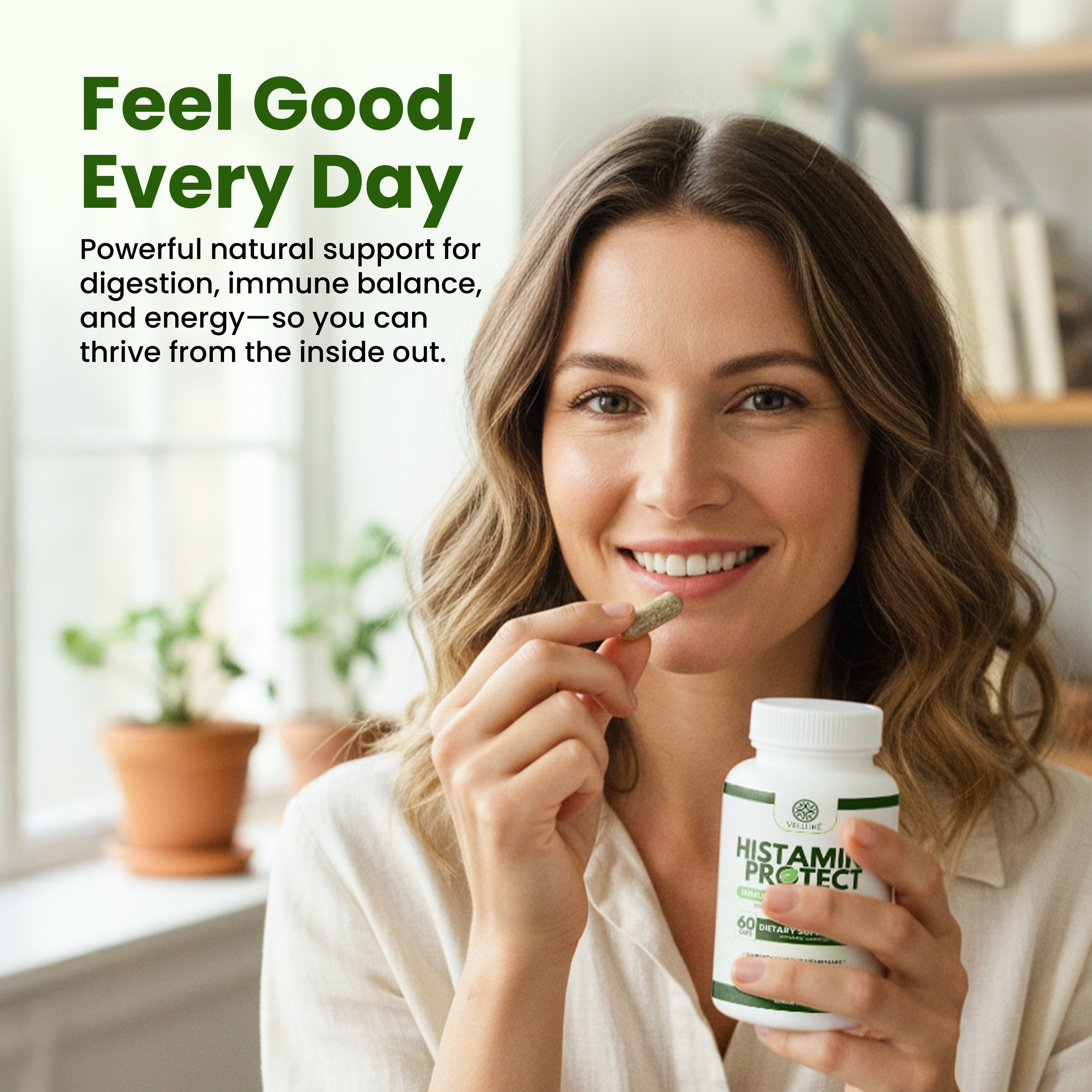 Velluré Histamine Protect – Premium Histamine Blocker DAO Supplement with Diamine Oxidase Enzyme 30000 HDU – Advanced Gut Health, Food Intolerance and Immune Support – 60 Capsules