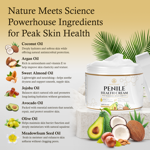 Velluré Premium Penile Health Cream for Men Peptide-Enhanced Intimate Moisturizer, Supports Skin Health, Hydration, Rejuvenation & Conditioning, Fast-Absorbing, Non-Greasy, with Natural Nourishing Oils 4oz Jar