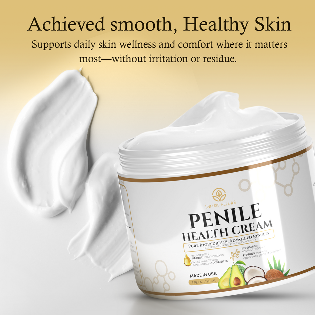 Velluré Premium Penile Health Cream for Men Peptide-Enhanced Intimate Moisturizer, Supports Skin Health, Hydration, Rejuvenation & Conditioning, Fast-Absorbing, Non-Greasy, with Natural Nourishing Oils 4oz Jar