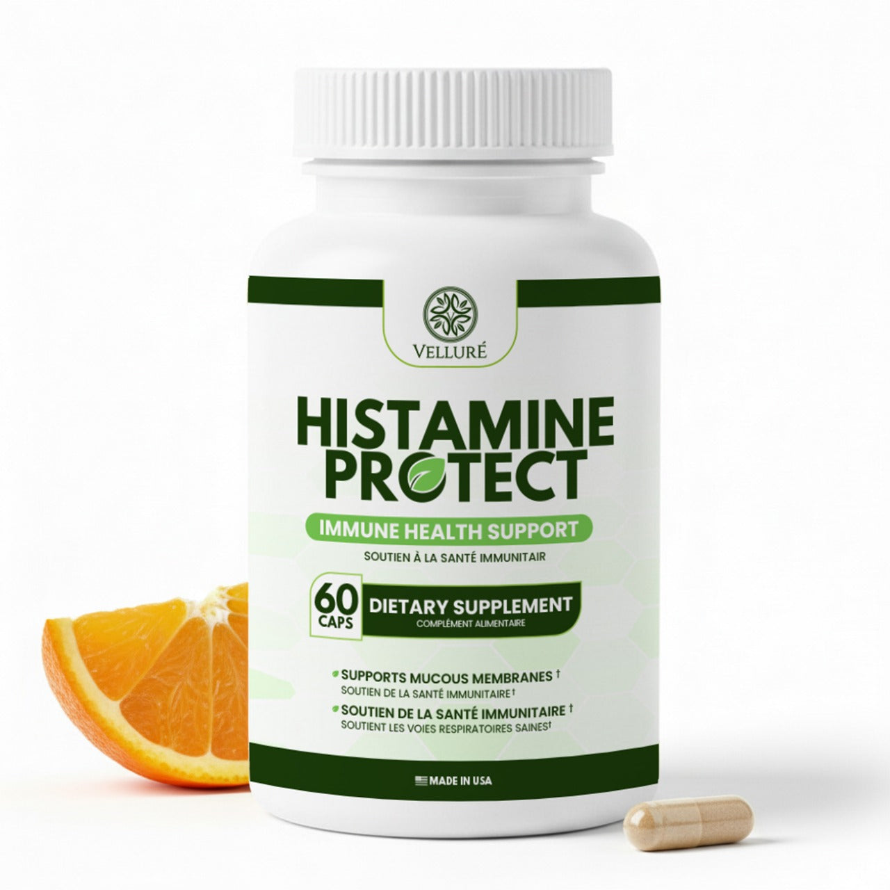 Velluré Histamine Protect – Premium Histamine Blocker DAO Supplement with Diamine Oxidase Enzyme 30000 HDU – Advanced Gut Health, Food Intolerance and Immune Support – 60 Capsules